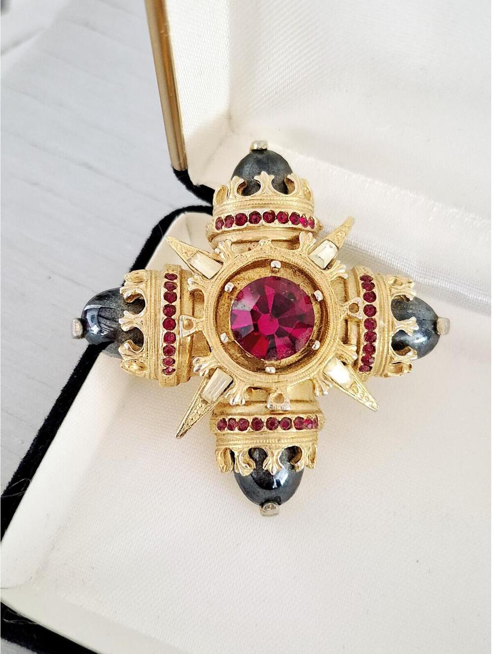 Vintage Benedikt NY Signed Maltese Cross Brooch